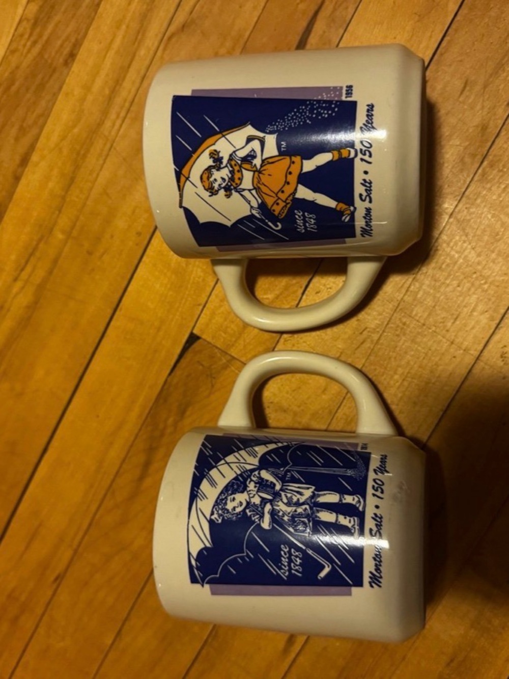 White Ceramic Coffee Mug Set with Navy and Orange Graphic - 2-Pack